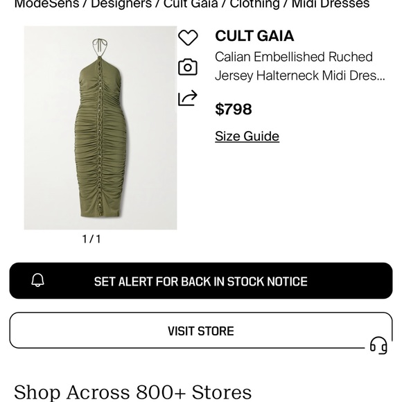Cult Gaia Olive Ruched Midi Dress - Picture 4 of 11
